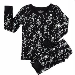 Caden Lane Black “Baddie Bones” Skeleton Kids Pajamas-3T